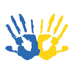 hands print paint colors yellow and blue down syndrome