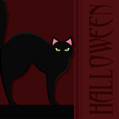 Isolated cat halloween holiday october banner- Vector