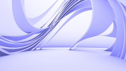 Blue abstract background. Smooth blue lines with shadow. 3d rendering image.