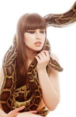 Beautiful woman holding Python