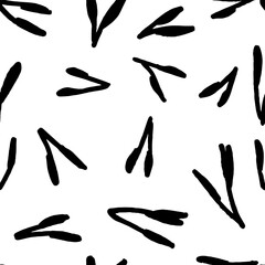 Hand-drawn black and white floral abstract pattern.