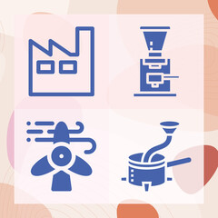 Simple set of shop floor related filled icons