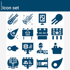 Simple set of phenomenology related filled icons.