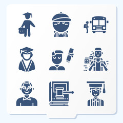 Simple set of 9 icons related to eligible