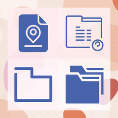 Simple set of parallel related filled icons