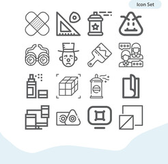 Simple set of comic related lineal icons.