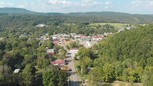Drone Flying Over Small Town