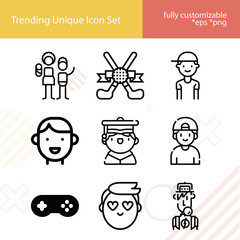 Simple set of male offspring related lineal icons.