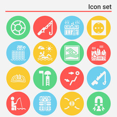 16 pack of pond  filled web icons set
