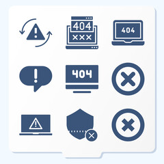 Simple set of 9 icons related to erroneous belief