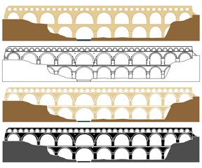 Pont du Gard, aqueduct in France. - obrazy, fototapety, plakaty