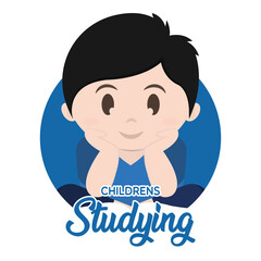 Isolated kid childrens studying school icon - Vector