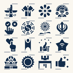 Simple set of morality related filled icons.