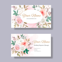 Business card template with beautiful floral