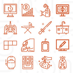 16 pack of room  lineal web icons set