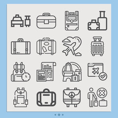 Simple set of voyage related lineal icons.