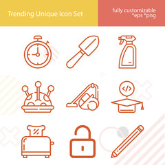 Simple set of microscope related lineal icons.