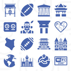 16 pack of americas  filled web icons set