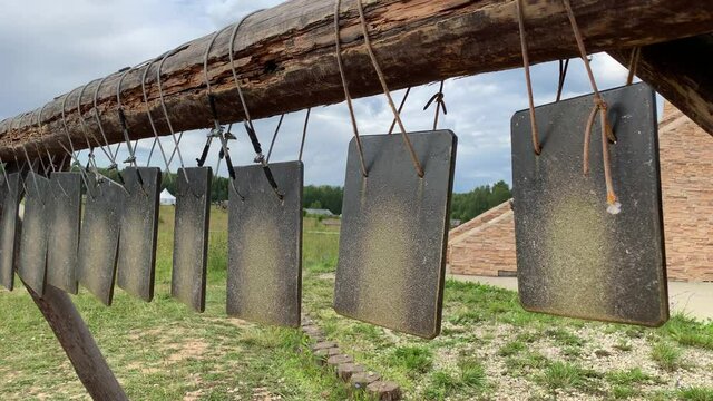 Semantron, semandron or semanterion percussion instrument used in monasteries to summon the monastics to prayer or procession, also called a xylon or bylo