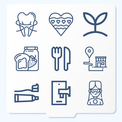 Simple set of 9 icons related to night