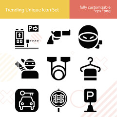 Simple set of underground related filled icons.