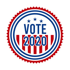 2020 Presidential Election Vote Badge. USA Patriotic Stars and Stripes. United States of America Democratic or Republican President Party Support Pin, Stamp, Brooch or Button.