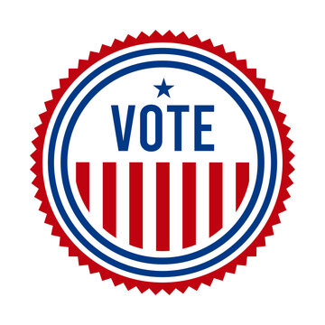 2020 Presidential Election Vote Badge. USA Patriotic Stars and Stripes. United States of America Democratic or Republican President Party Support Pin, Stamp, Brooch or Button.
