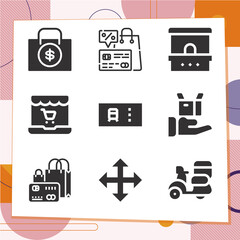 Simple set of 9 icons related to cardboard