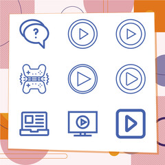 Simple set of 9 icons related to pressing