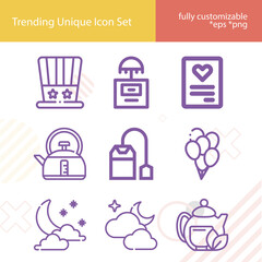 Simple set of afternoon related lineal icons.