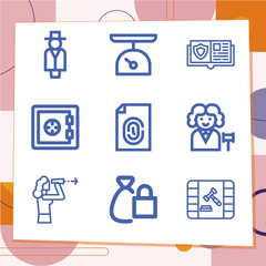 Simple set of 9 icons related to crime