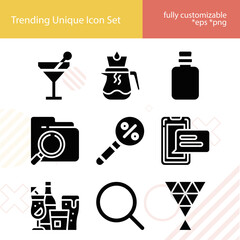 Simple set of beads related filled icons.