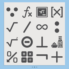 Simple set of formulae related filled icons.