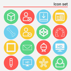 16 pack of defined  filled web icons set