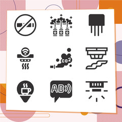 Simple set of 9 icons related to mirrors