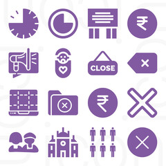 16 pack of quarters  filled web icons set