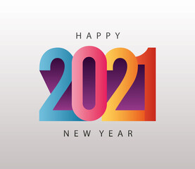 happy new year 2021 colorful lettering in gray background