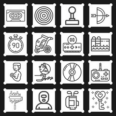 16 pack of action  lineal web icons set