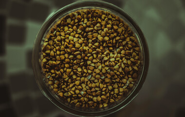 buckweat grains inside the jar