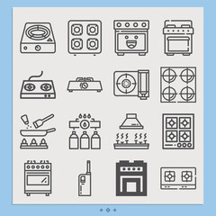 Simple set of gas range related lineal icons.