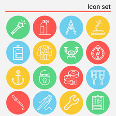 16 pack of saw  lineal web icons set