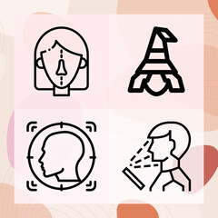 Simple set of human face related lineal icons