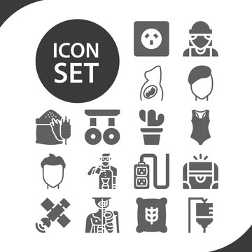 Simple set of cavity related filled icons.