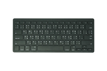 Wireless black computer keyboard  and isolated on white background