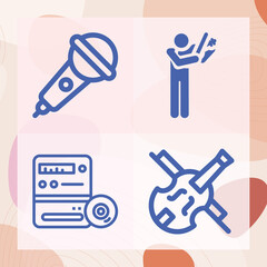 Simple set of musician related lineal icons