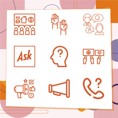 Simple set of 9 icons related to demanding