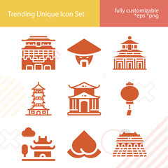 Fototapeta na wymiar Simple set of shanghai related filled icons.