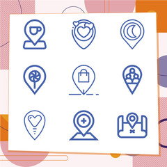 Simple set of 9 icons related to placeholder
