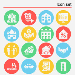16 pack of valued  filled web icons set