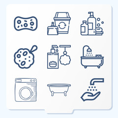 Simple set of 9 icons related to soap